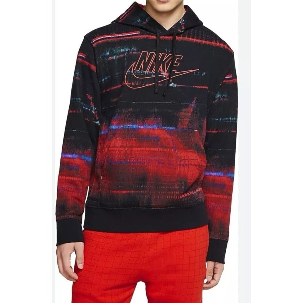 Nike Sportswear Club Fleece Hoodie  Medium Black Red‎ Made In Egypt Sweatshirt